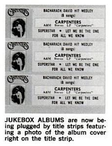 Carpenters jukebox strips 1971