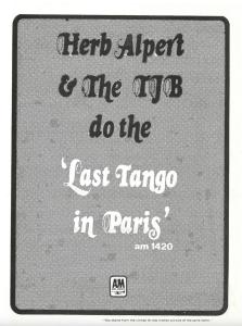 Herb Alpert & the Tijuana Brass: Last Tango In Paris Canada ad