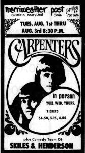 Carpenters Merriweather Post Pavilion concert 1972 ad