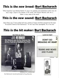 Burt Bacharach Hit Maker 1965 US ad