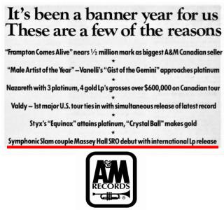 A&M Records Canada 1976 achievements ad