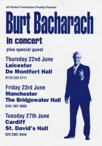 Burt Bacharach: 2000 U.K. concert flyer