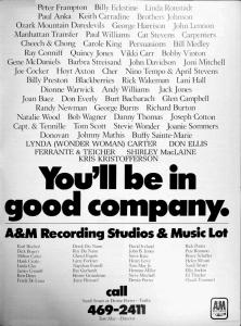 A&M Studios: you'll be in good company US ad