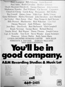 A&M Studios Advert