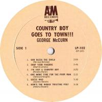 George McCurn: Country Boys Goes to Town!!! U.S. vinyl album label