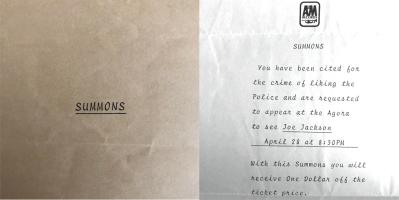 Joe Jackson US concert invitation