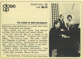 Burt Bacharach: The Sound Of Burt Bacharach TV Special ad