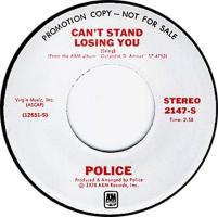 Police: Can't Stand Losing You U.S. promotional 7-inch
