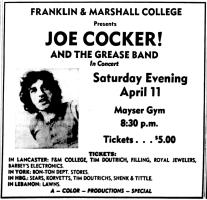 Joe Cocker Mad Dogs tour Lancaster, PA ad