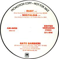 Gato Barbieri: Selections From Ruby, Ruby U.S. promotional 12-inch