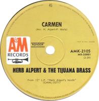 Herb Alpert & the Tijuana Brass: Carmen New Zealand 7-inch