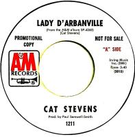 Cat Stevens: Lady D'Arbanville U.S. promotional 7-inch