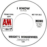 Wright's Wonderwheel: I Know U.S. promotional 7-inch