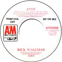 Rick Wakeman: Anne U.S. promotional 7-inch