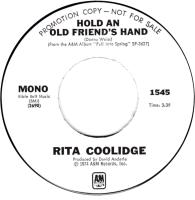 Rita Coolidge: Hold An Old Friend's Hand U.S. promotional 7-inch