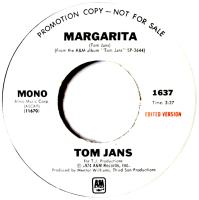 Tom Jans: Margarita U.S. promotional 7-inch