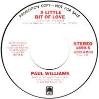 Paul Williams: A Little Bit Of Love U.S. promotional 7-inch