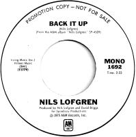 Nils Lofgren: Back It Up U.S. promotional 7-inch