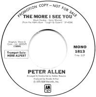 Peter Allen: The More I See You U.S. promotional 7-inch