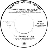 Gallagher & Lyle: Every Little Teardrop U.S. promotional 7-inch