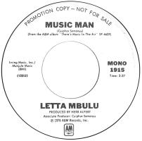 Letta Mbulu: Music Man U.S. promotional 7-inch