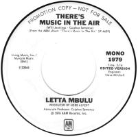 Letta Mbulu: There's Music In the Air U.S. promotional 7-inch