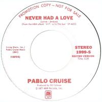 Pablo Cruise: Never Had a Love U.S. promotional 7-inch