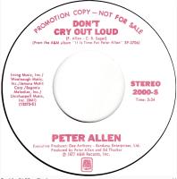 Peter Allen: Don't Cry Out Loud U.S. promotional 7-inch