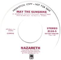 Nazareth: May the Sunshine U.S. promotional 7-inch