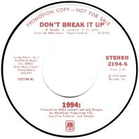 1994: Don't Break It Up U.S. promotional 7-inch