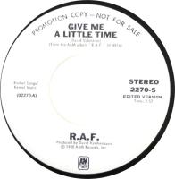 R.A.F.: Give Me a Little Time U.S. promotional 7-inch