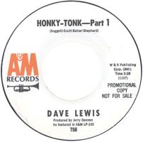 Dave Lewis: Honky-Tonk (Part 1) U.S. promotional 7-inch