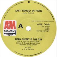 Herb Alpert & the Tijuana Brass: Last Tango In Paris New Zealand 7-inch