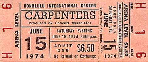Carpenters Ticket, Memorabilia