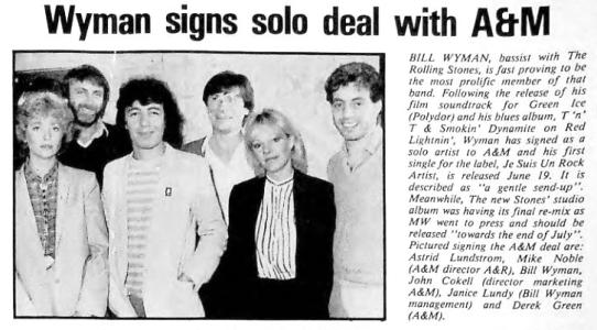 Bill Wyman signs with A&M Records, Ltd.